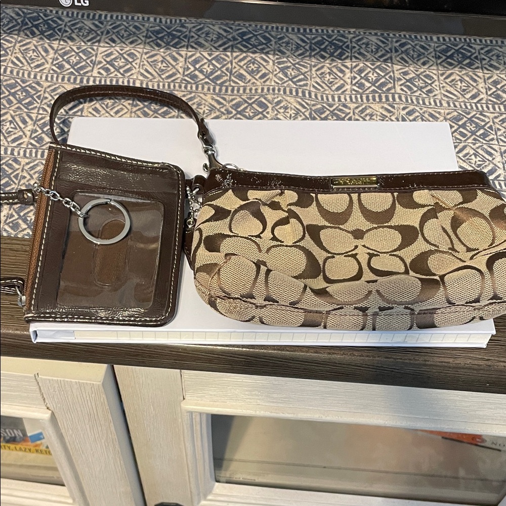 Coach Brown and Tan Signature Wristlet Set - Picture 2 of 2